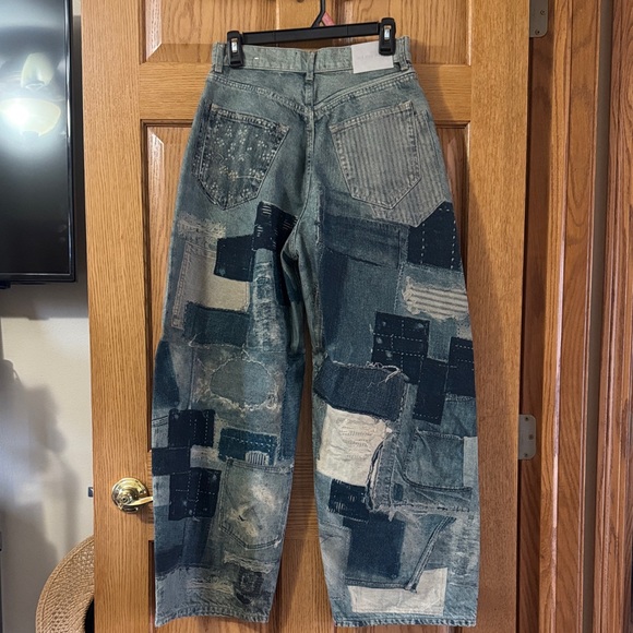 We The Free illusion Patchwork Jeans - Blue and Tan - Picture 9 of 9